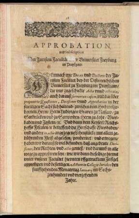 Approbation und Subscription [...]