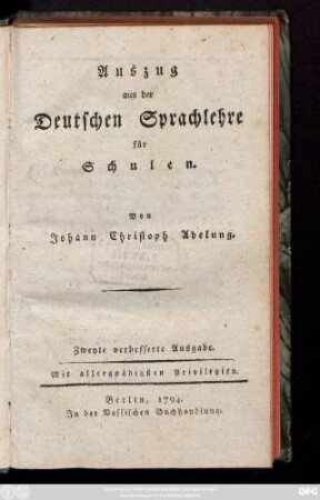 Auszug aus der Deutschen Sprachlehre für Schulen