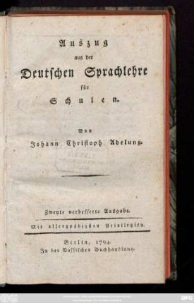 Auszug aus der Deutschen Sprachlehre für Schulen