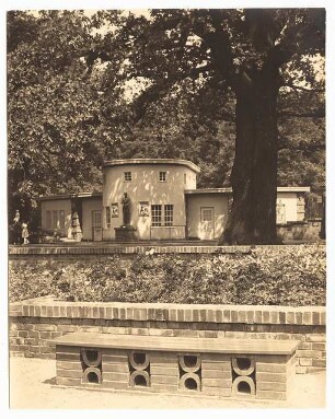 Ausstellungsgarten Jubiläums-Gartenbau-Ausstellung 1926, Dresden: Parktheater vom Eichenhof aus gesehen, Abschnitt 4