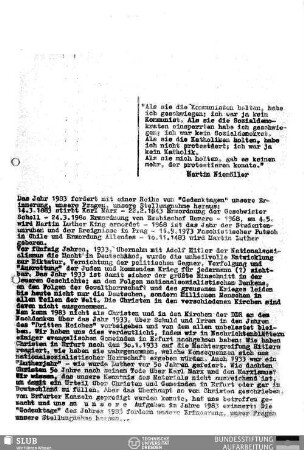 Das Jahr 1983 fordert mit einer Reihe von "Gedenktagen" unsere Erinnerung