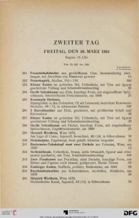 Zweiter Tag: Freitag, den 28. März 1941, Beginn 15 Uhr (Nr. 281-580)