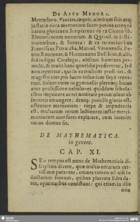 De Mathematica in genere. Cap. XI.