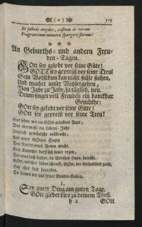 An Geburths- und andern Freuden-Tagen