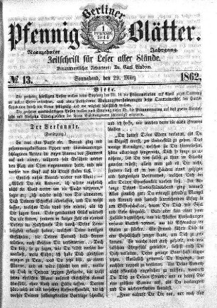 No. 13, Sonnabend, den 29. März