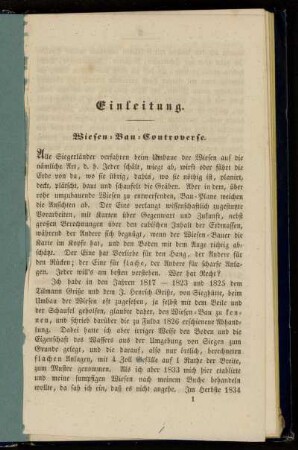 Einleitung. Wiesen-Bau-Controverse