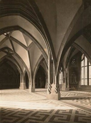 Albrechtsburg, Großer Saal oder Kirchsaal, Blick von der Barbarakapelle gegen den Haupteingang, 1927