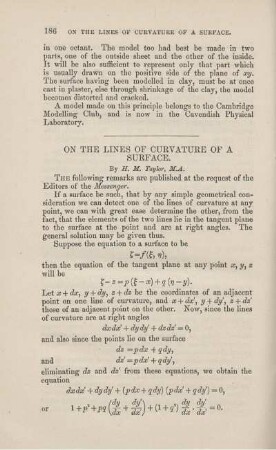 On the lines of curvature of a surface.