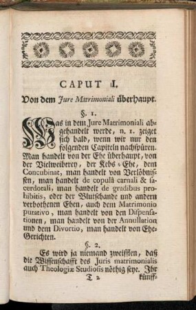 Caput I. Von dem Jure Matrimoniali überhaupt.