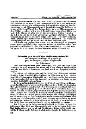 Gedanken zum neuzeitlichen Anschauungsunterricht