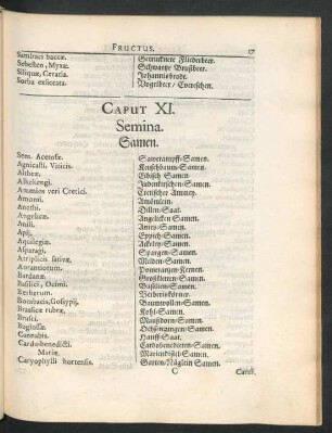 Caput XI. Semina. Samen.
