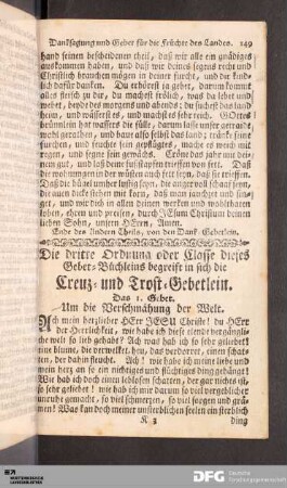 Die dritte Ordnung oder Classe dieses Gebet-Büchleins begreift in sich die Creuz- und Trost-Gebetlein.