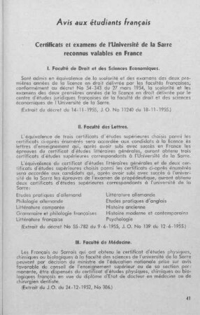 Avis aux étudiants français