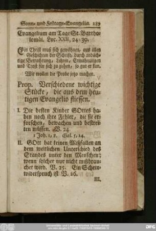 Evangelium am Tage St. Bartholomäi. Luc. XXII, 24 - 30.