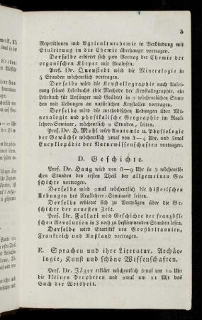 5-7, E. Sprachen und ihre Literatur, Archäologie, Kunst und schöne Wissenschaften