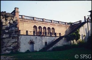 Potsdam, Park Sanssouci, Mühlenareal, Mühlenhaus, Treppe.