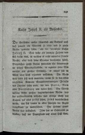 Kaiser Joseph II. als Reisender