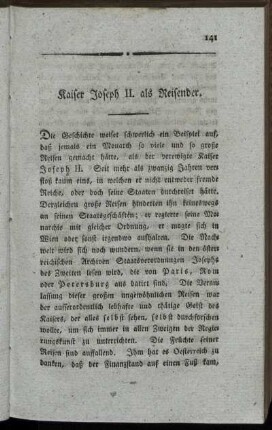 Kaiser Joseph II. als Reisender