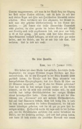 An seine Familie. Rom, den 17. Januar 1831