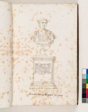 Bildnisbüste des römischen Kaisers Elagabal, in: Imperatorum romanorum ac eorum coniugum liberorum [...] Tomus primus, Nr. 28