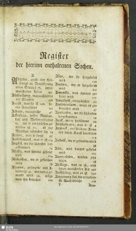 Register der hierinn enthaltenen Sachen