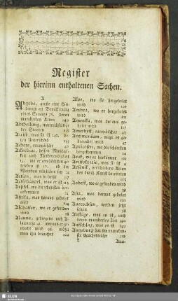 Register der hierinn enthaltenen Sachen
