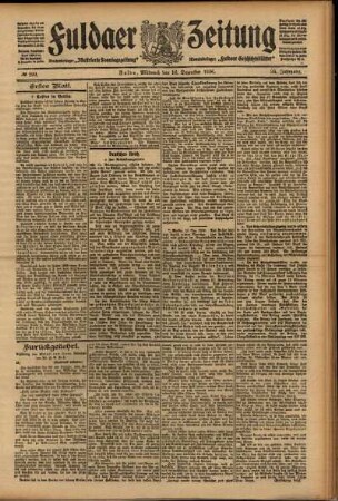 Erste Ausgabe vom Mittwoch, den 16. Dezember 1908.