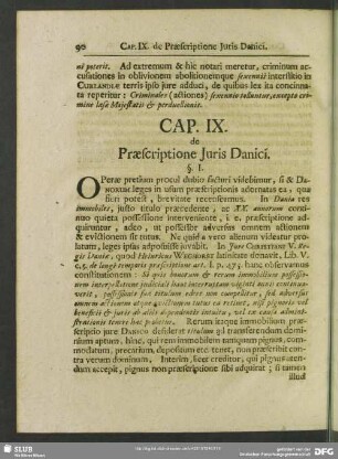 Cap. IX. de Praescriptione Iuris Danici