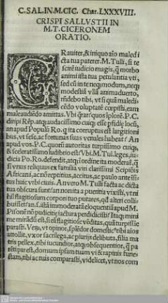 Crispi Sallustii In M. T. Ciceronem Oratio