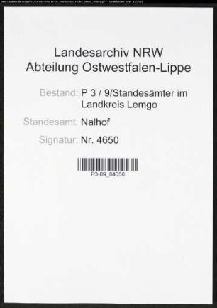 Sterberegister Standesamt Nalhof