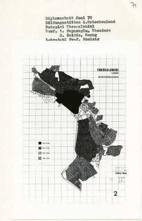 Bildungsstätten in Griechenland, Thessaloniki (Diplomarbeit bei Peter Poelzig): Plan, Bevölkerungsdichte 1:200000