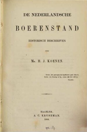 De Nederlandsche boerenstand historisch beschreven