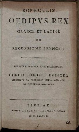 Sophoclis Oedipus Rex : Graece et Latine