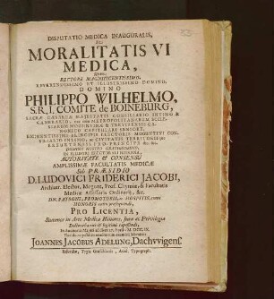 Disputatio Inauguralis Medica, De Moralitatis Vi Medica