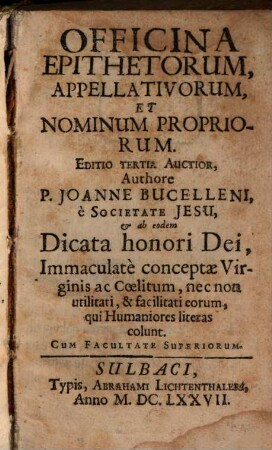 Officina epithetorum, appellativorum et nominum propriorum