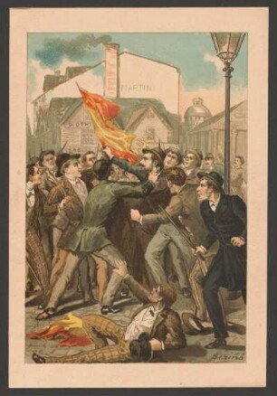 [Ilustración de Arturo Seriña para el anuncio de la publicación de "Amor y patria, ó la virgen cubana"]