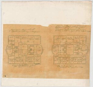 Fischer, Carl von; Karlsruhe; Studienblätter - Palais (Grundriss EG, Grundriss 1. OG)