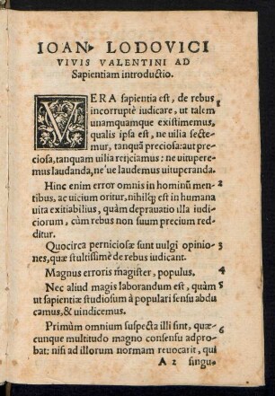 Ioan. Lodovici Vivis Valentini Ad Sapientiam introductio.