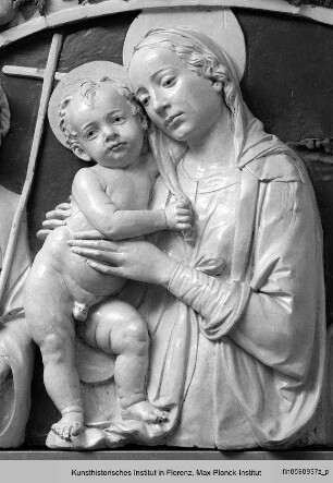 Lünette mit den Halbfiguren der Madonna, Johannes des Täufers und der heiligen Antilia