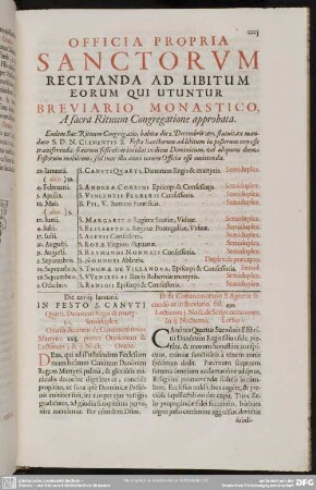 Officia Propria Sanctorum Recitanda Ad Libitum Eorum Qui Utuntur Breviario Monastico, A sacra Rituum Congregatione approbata