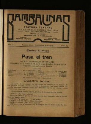Pasa el tren : boceto dramático en un acto