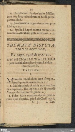Themata Disputationis Septimae, Ex capp.15.16 & 17.Gen.