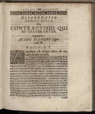 Disceptatio Decima Sexta. De Contractionibus Qui Re Celebrantur.