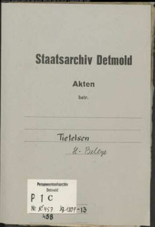 Belegakten zum Heiratsregister der katholischen Gemeinde Tietelsen, Kreis Höxter (1808-1813)