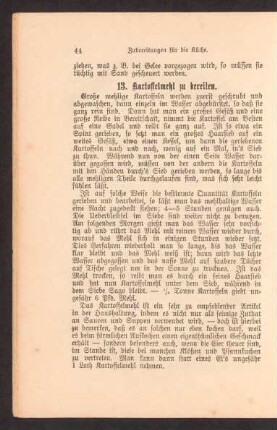 13. Kartoffelmehl zu bereiten.