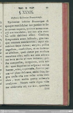 §. XXXIX. Historia Epidemiae Brunovicensis