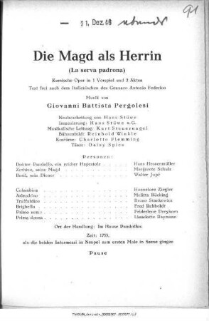 Die Magd als Herrin (La serva padrona)