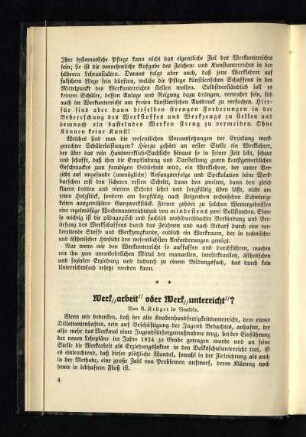 Werk"arbeit" oder Werk"unterricht" : (Fortsetzung folgt)
