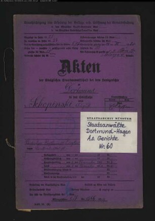 Landfriedensbruch (Plünderungen in Hombruch am 02.07.1919) Schopinski, August