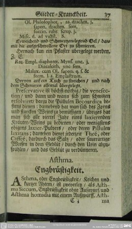 Asthma. Engbrüstigkeit
